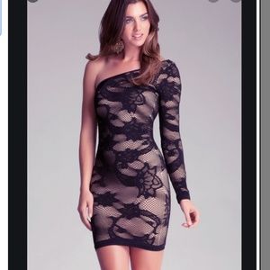 Black lace one sleeve dress